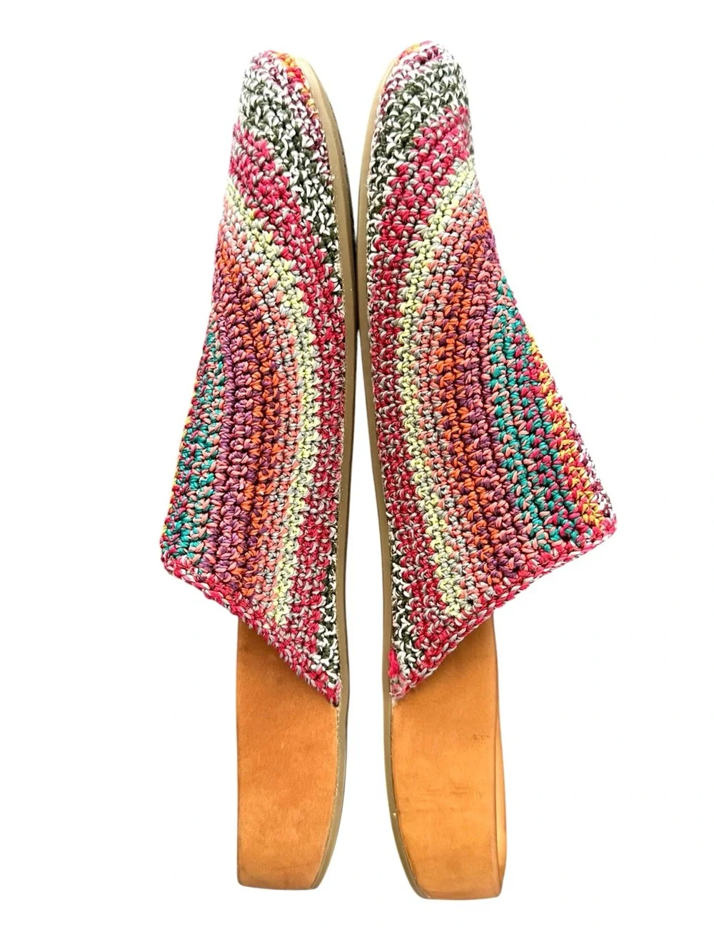 The Sak Bolinas Handwoven Multicolor Sunset Stripe Colorway Crochet Mules 10 - Picture 6 of 11
